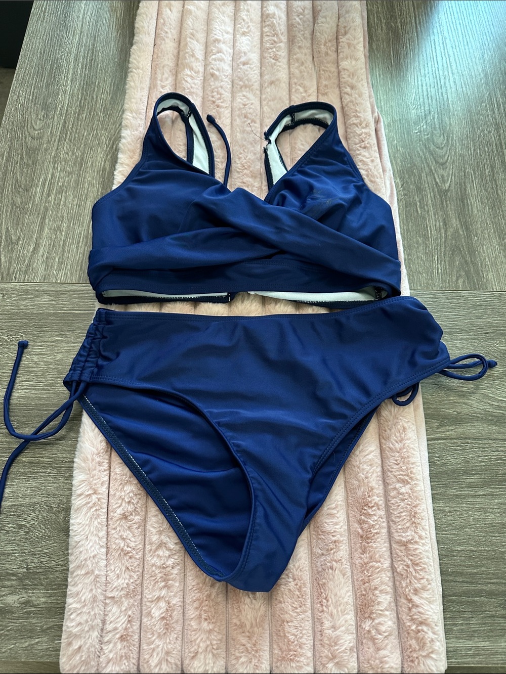 High-Waist Navy Blue Bikini Set - Supportive Two-Piece Swimwear
